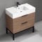 Modern Bathroom Vanity, Walnut, 32